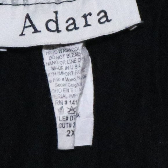 2X adara long sleeve black blouse ruffles - Picture 2 of 6